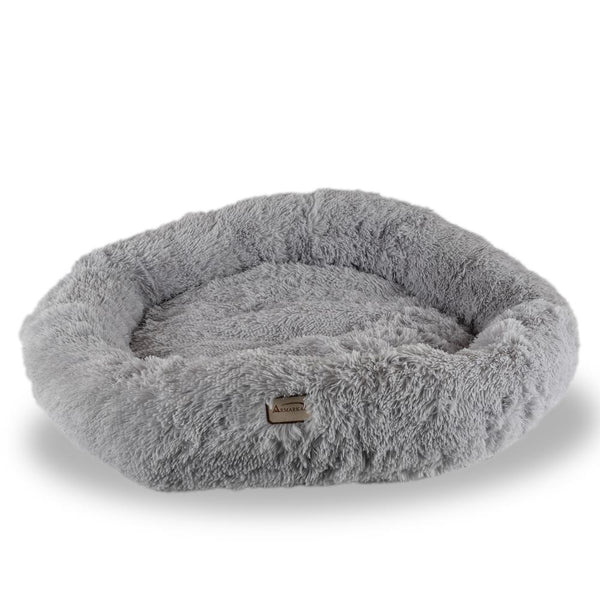 Extra Large, Fluffy Gray Round Cat Bed