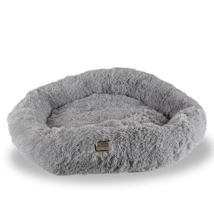 Extra Large, Fluffy Gray Round Cat Bed