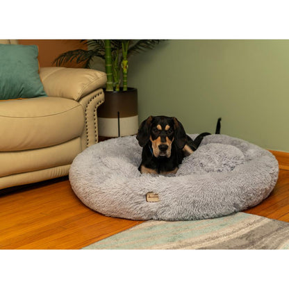Extra Large, Fluffy Gray Round Cat Bed