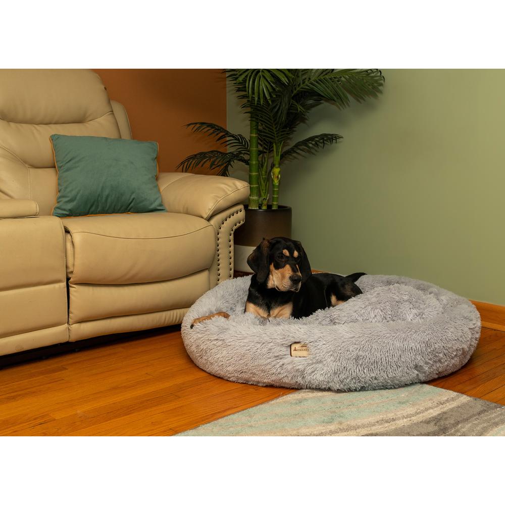 Extra Large, Fluffy Gray Round Cat Bed