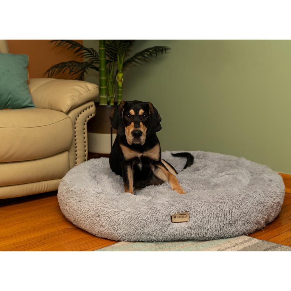 Extra Large, Fluffy Gray Round Cat Bed