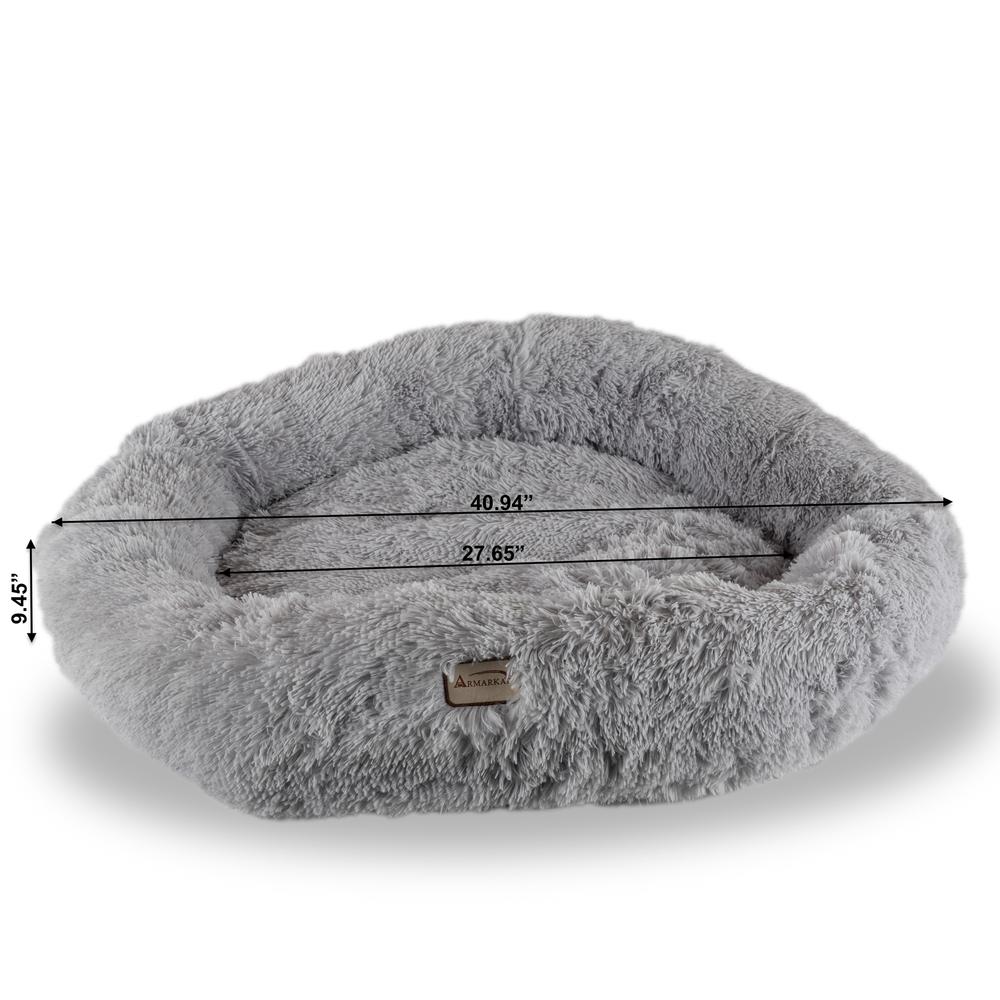 Extra Large, Fluffy Gray Round Cat Bed