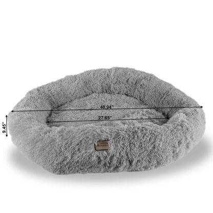 Extra Large, Fluffy Gray Round Cat Bed
