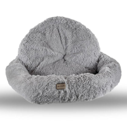 Extra Large, Fluffy Gray Round Cat Bed