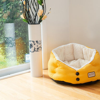 Cat Bed Gold Waffle And White