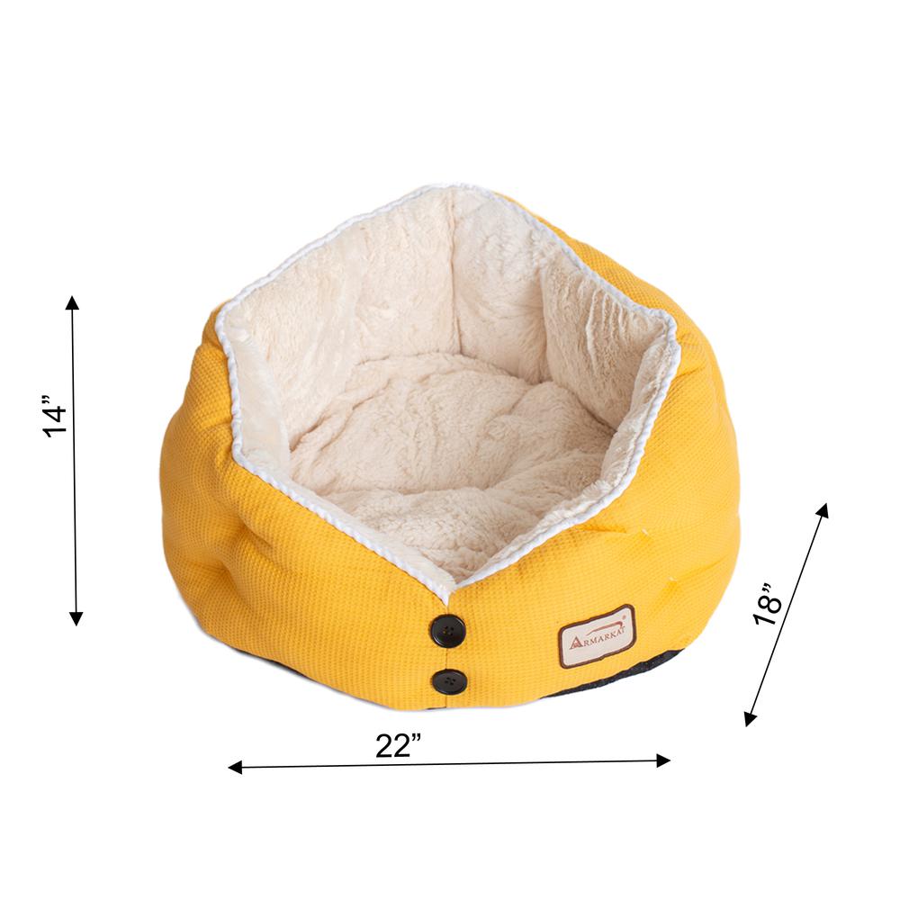 Cat Bed Gold Waffle And White