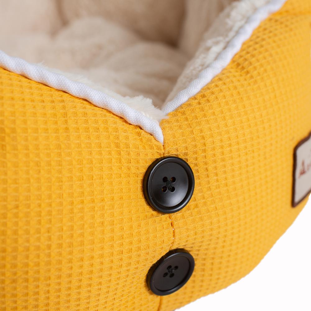 Cat Bed Gold Waffle And White