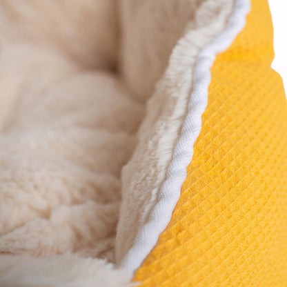 Cat Bed Gold Waffle And White