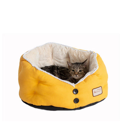 Cat Bed Gold Waffle And White