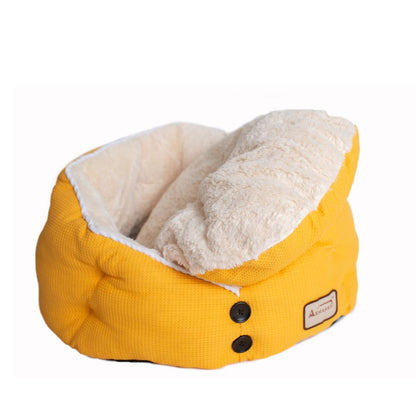Cat Bed Gold Waffle And White