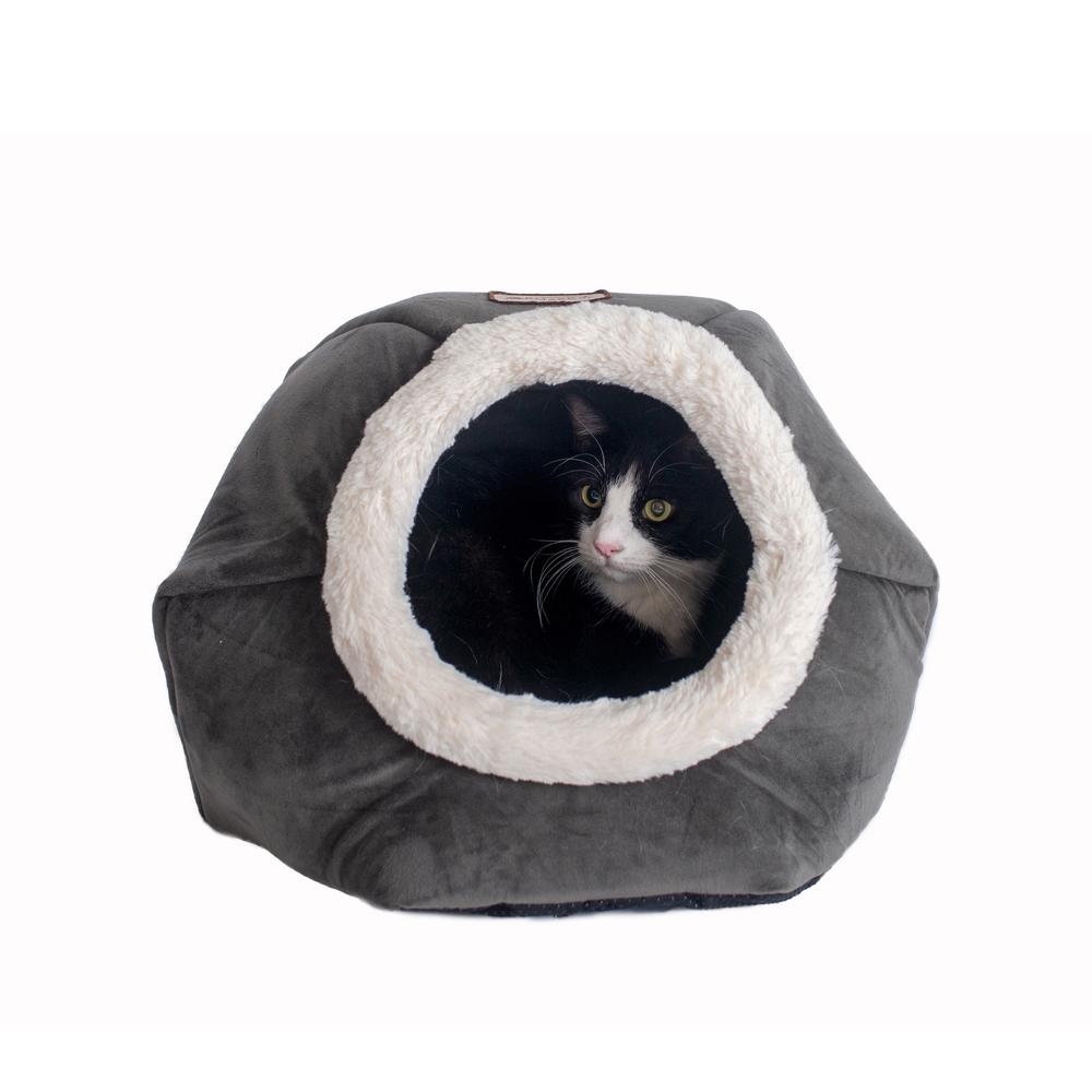 Cat Bed Gray Velvet