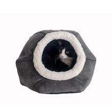 Cat Bed Gray Velvet