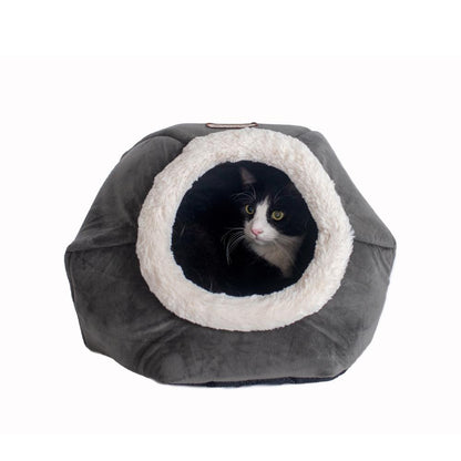 Cat Bed Gray Velvet