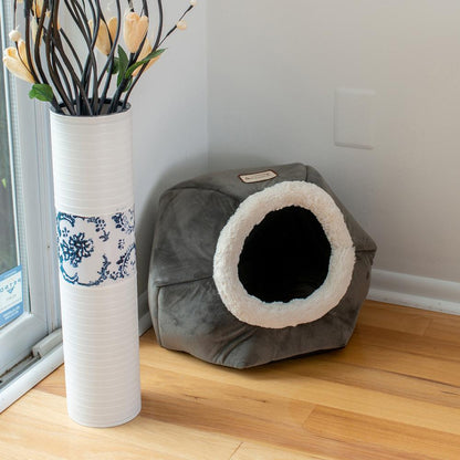 Cat Bed Gray Velvet
