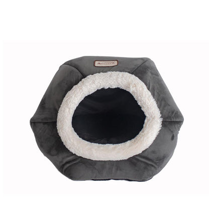 Cat Bed Gray Velvet
