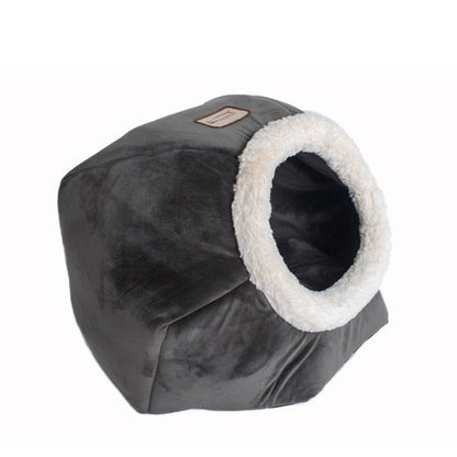 Cat Bed Gray Velvet