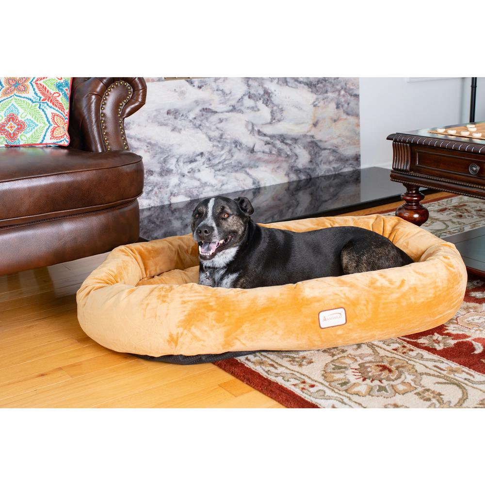 Large Earth Brown Bolstered Pet Bed And Mat