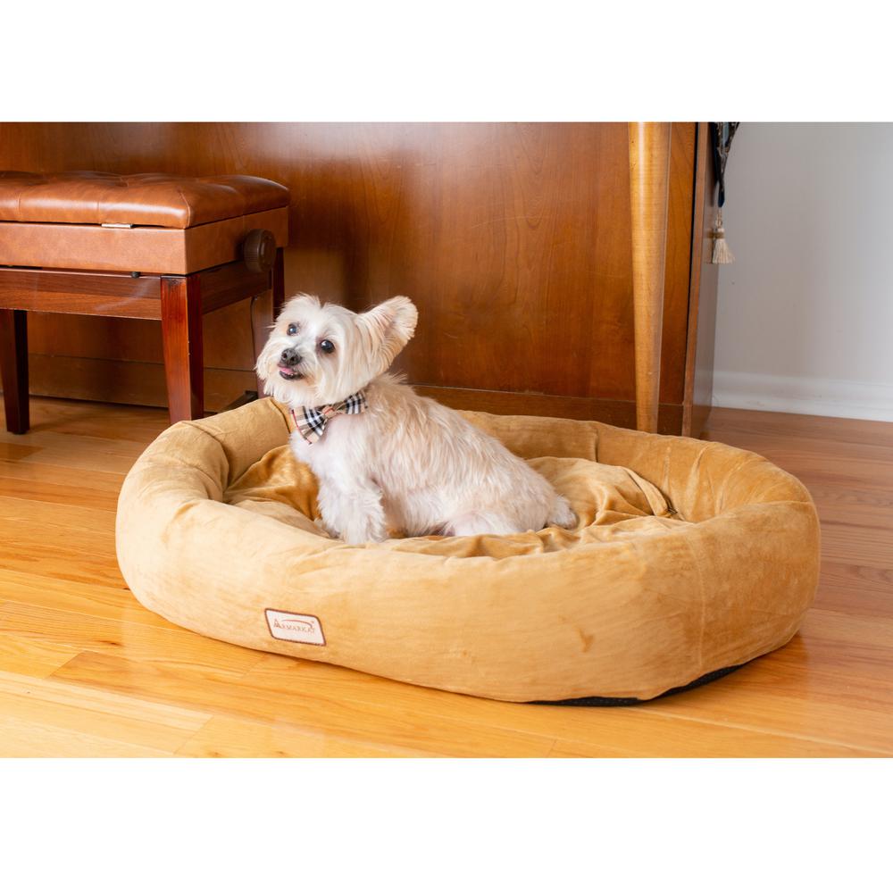 Small Earth Brown Bolstered Pet Bed And Mat