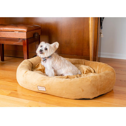 Small Earth Brown Bolstered Pet Bed And Mat