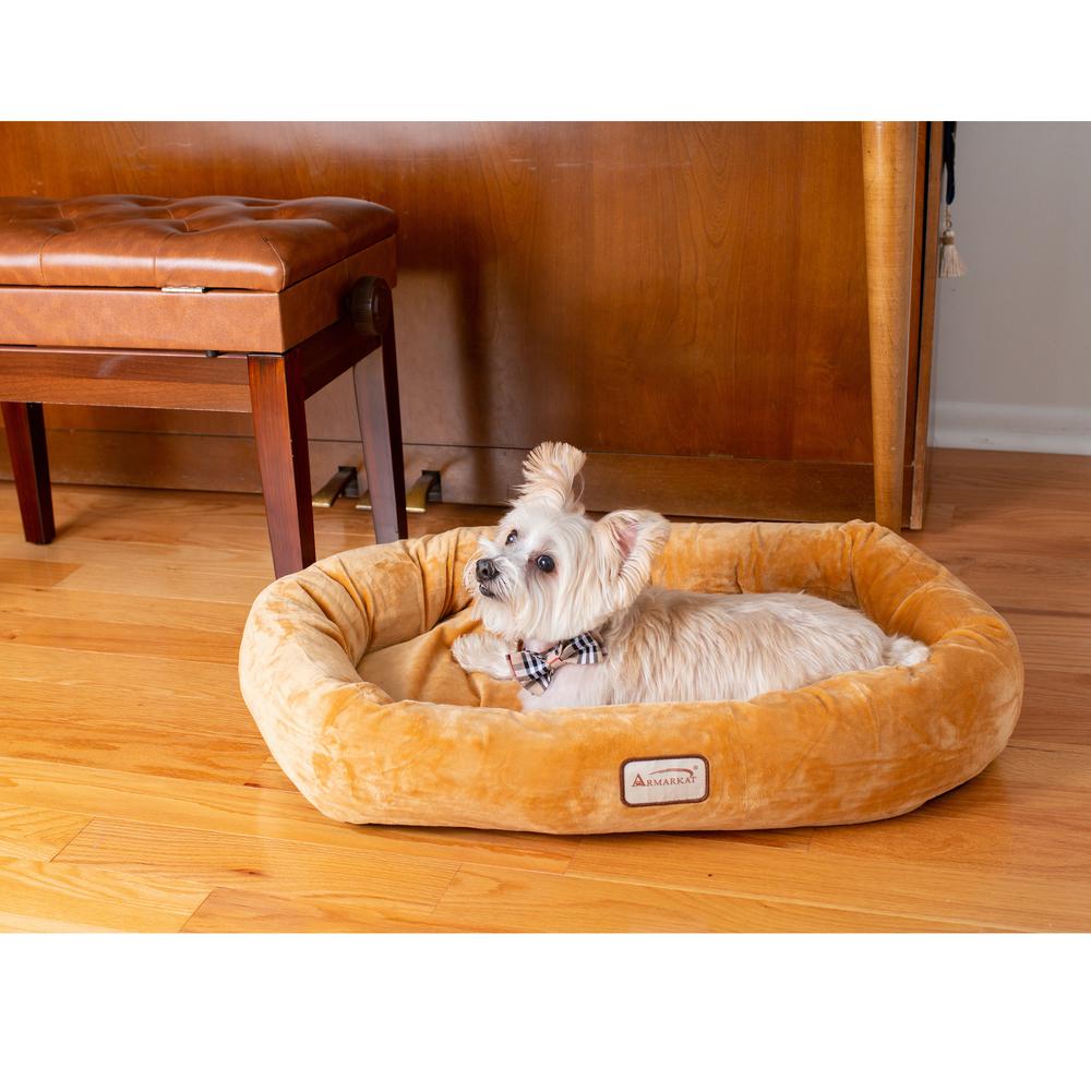 Small Earth Brown Bolstered Pet Bed And Mat