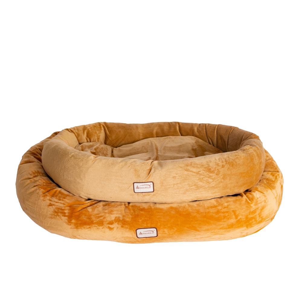 Small Earth Brown Bolstered Pet Bed And Mat