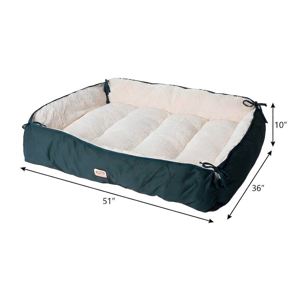 Polyester Upholstered Pet Bed with Raised Rim and Extra Padded Centers
