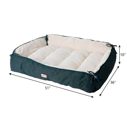 Polyester Upholstered Pet Bed with Raised Rim and Extra Padded Centers