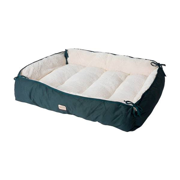 Polyester Upholstered Pet Bed with Raised Rim and Extra Padded Centers