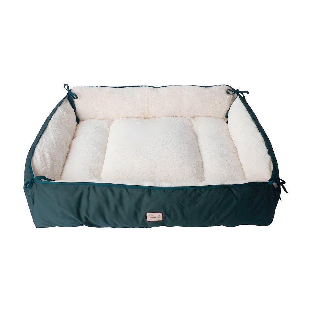 Polyester Upholstered Pet Bed with Raised Rim and Extra Padded Centers