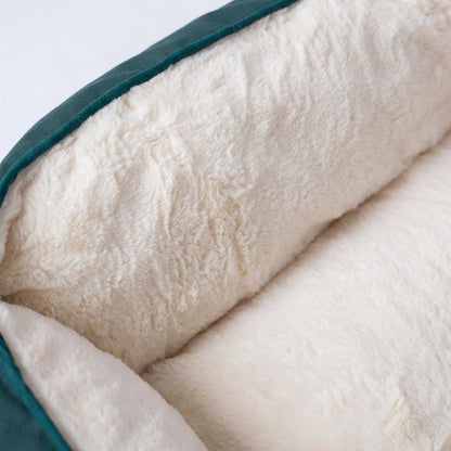Polyester Upholstered Pet Bed with Raised Rim and Extra Padded Centers