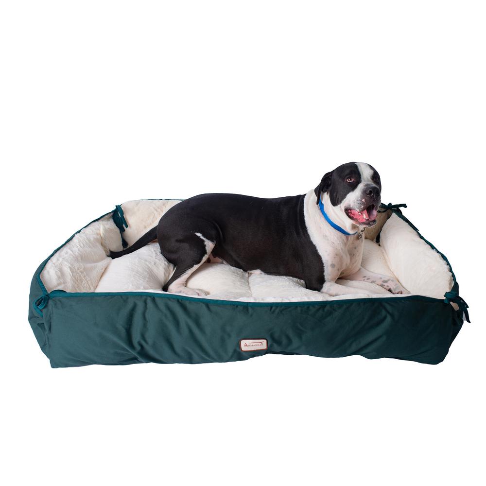 Large Laurel Green & Ivory Pet Bed And Mat