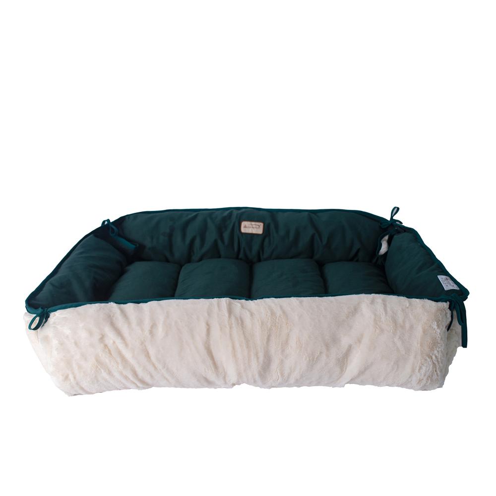Large Laurel Green & Ivory Pet Bed And Mat