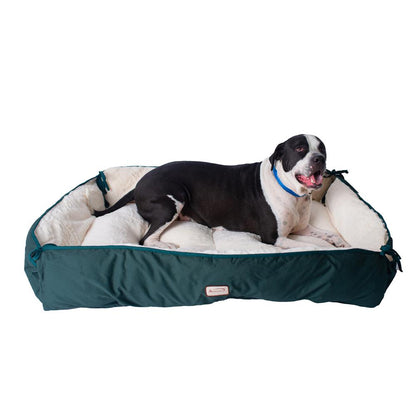 Extra Large Green & Ivory Pet Bed And Mat