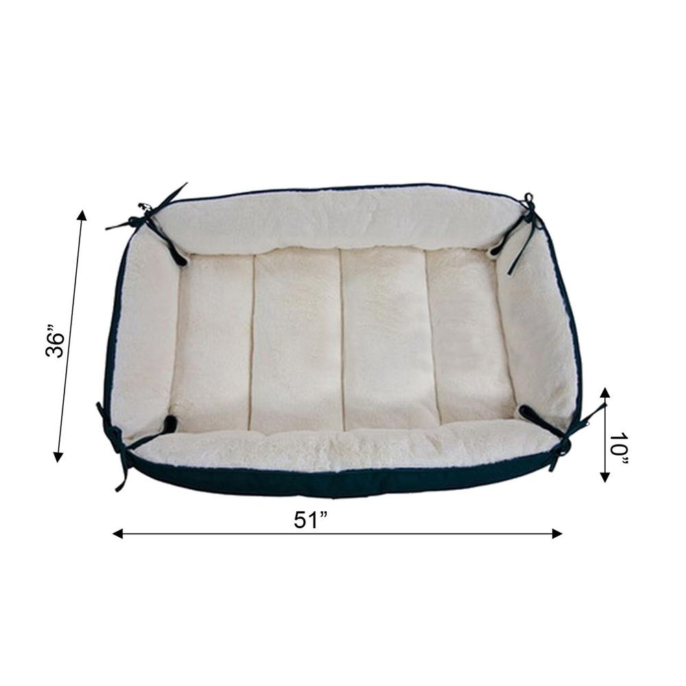 Extra Large Green & Ivory Pet Bed And Mat