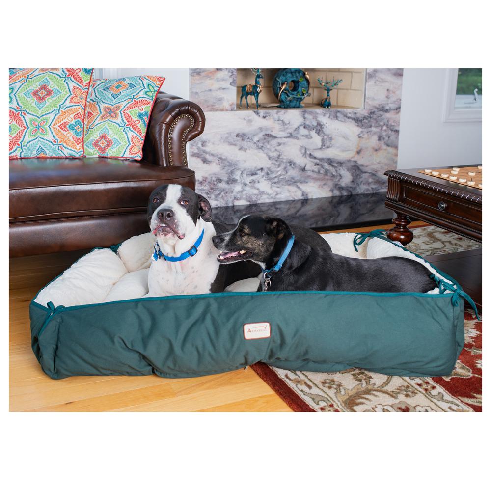 Extra Large Green & Ivory Pet Bed And Mat