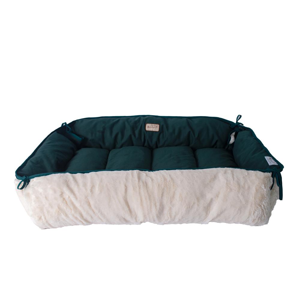 Extra Large Green & Ivory Pet Bed And Mat