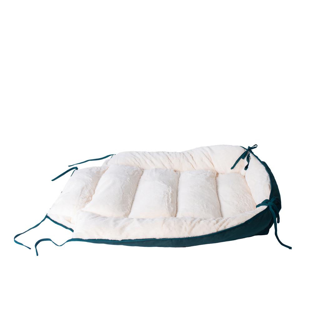 Extra Large Green & Ivory Pet Bed And Mat