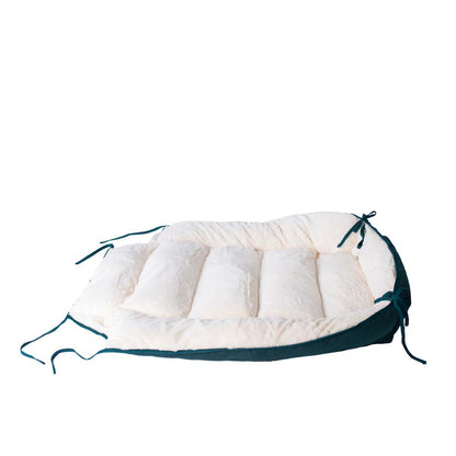 Extra Large Green & Ivory Pet Bed And Mat