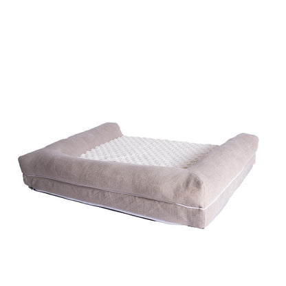 Ivory & Beige Medium Bolstered Pet Bed With Memory Foam