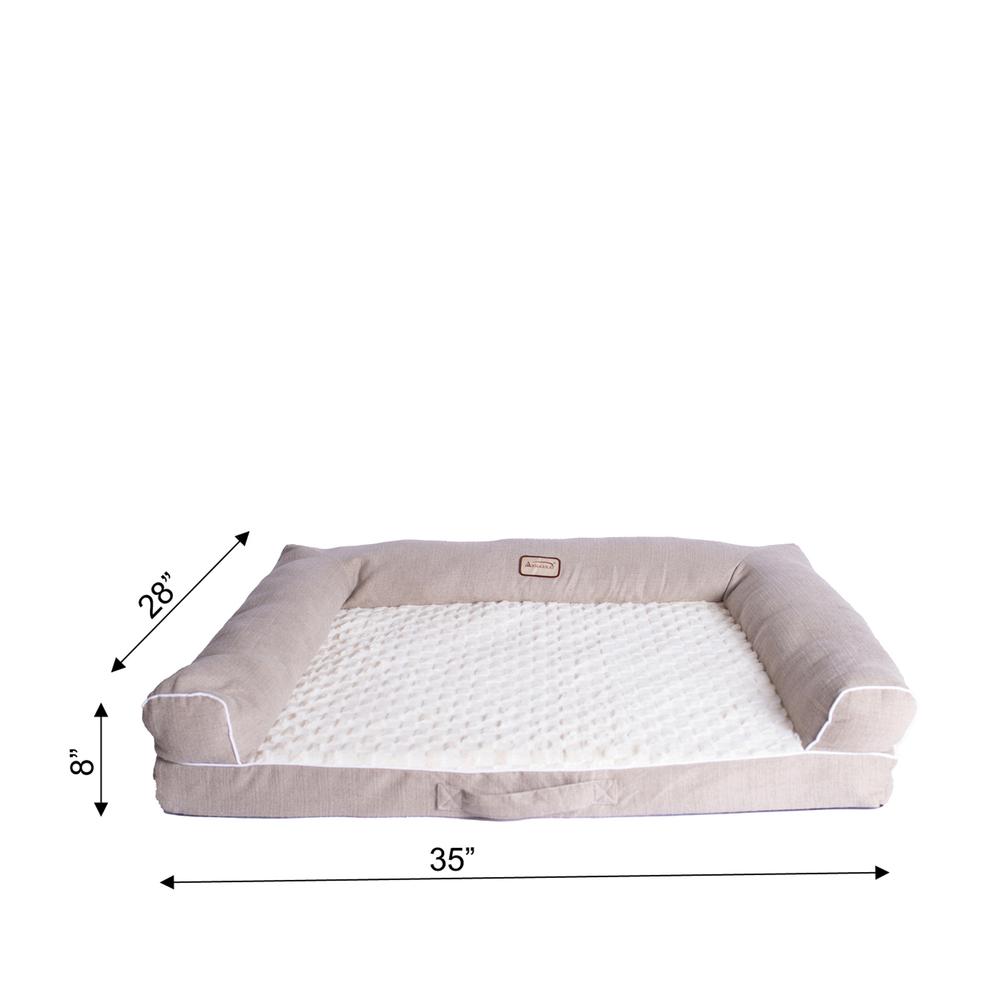 Ivory & Beige Medium Bolstered Pet Bed With Memory Foam