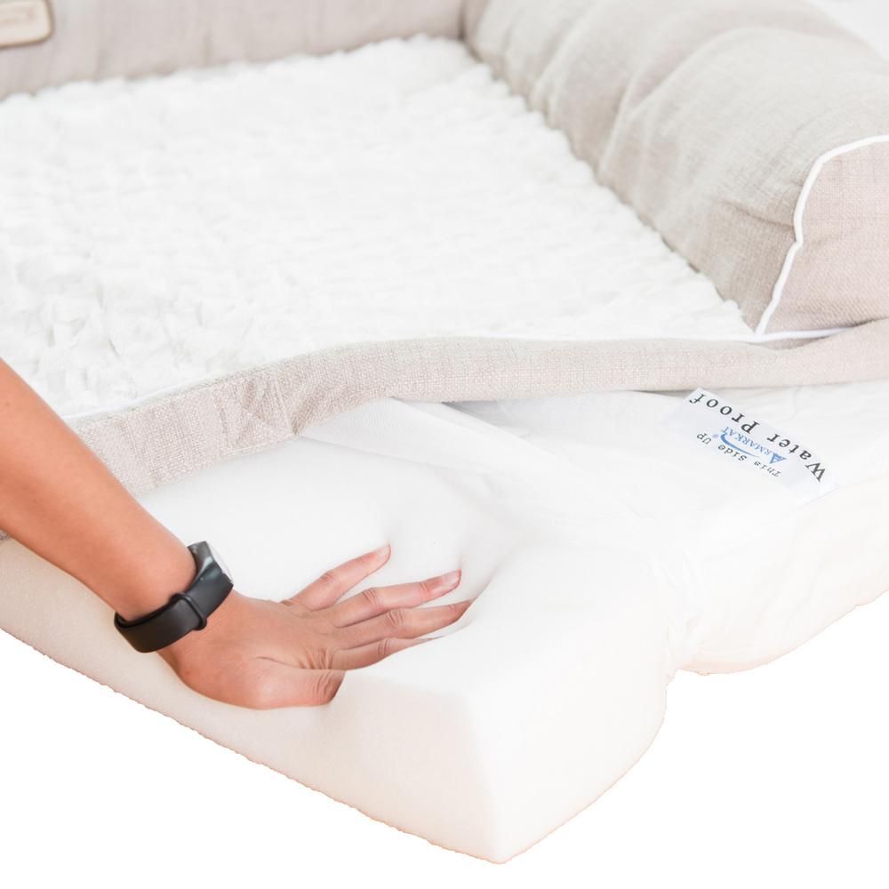 Ivory & Beige Medium Bolstered Pet Bed With Memory Foam