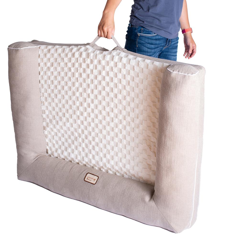 Ivory & Beige Medium Bolstered Pet Bed With Memory Foam