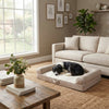 Bison Pets Bolstered Pet Bed with Memory Foam and Plush Top, Ivory & Beige