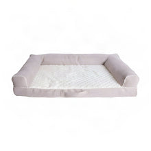 Bison Pets Bolstered Pet Bed with Memory Foam and Plush Top, Ivory & Beige