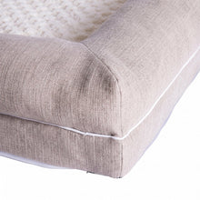 Bison Pets Bolstered Pet Bed with Memory Foam and Plush Top, Ivory & Beige
