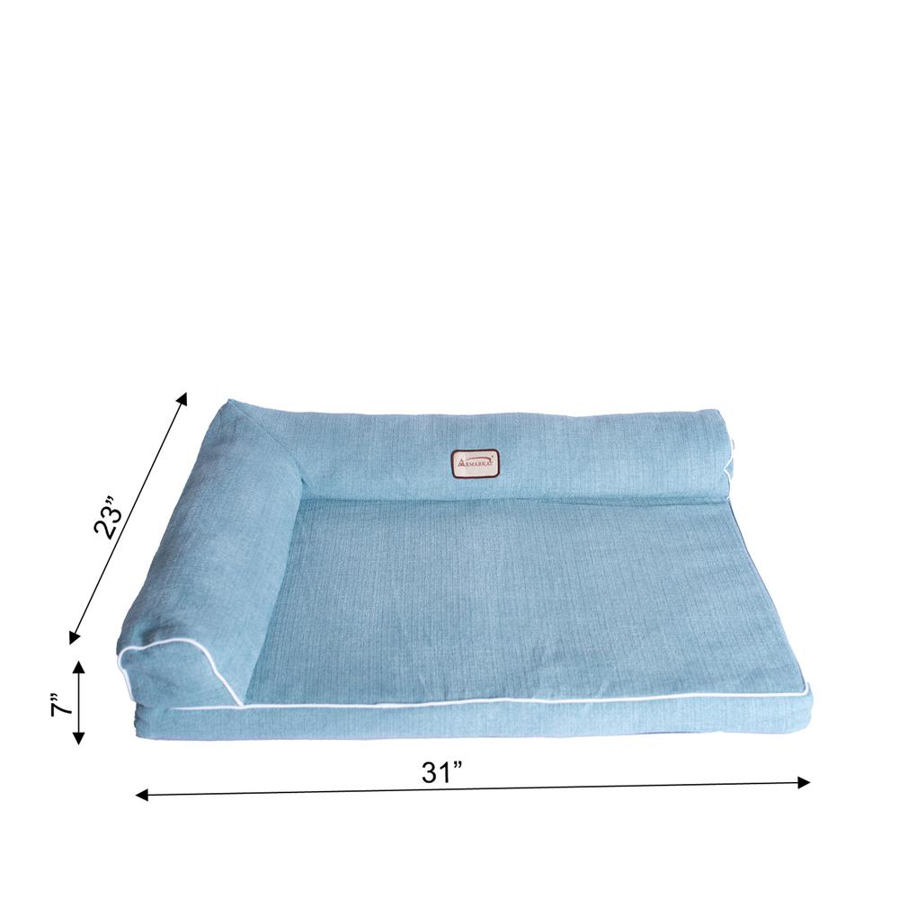 Soothing Blue Medium Bolstered Pet Bed With Poly Fill Cushion