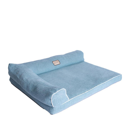 Soothing Blue Medium Bolstered Pet Bed With Poly Fill Cushion