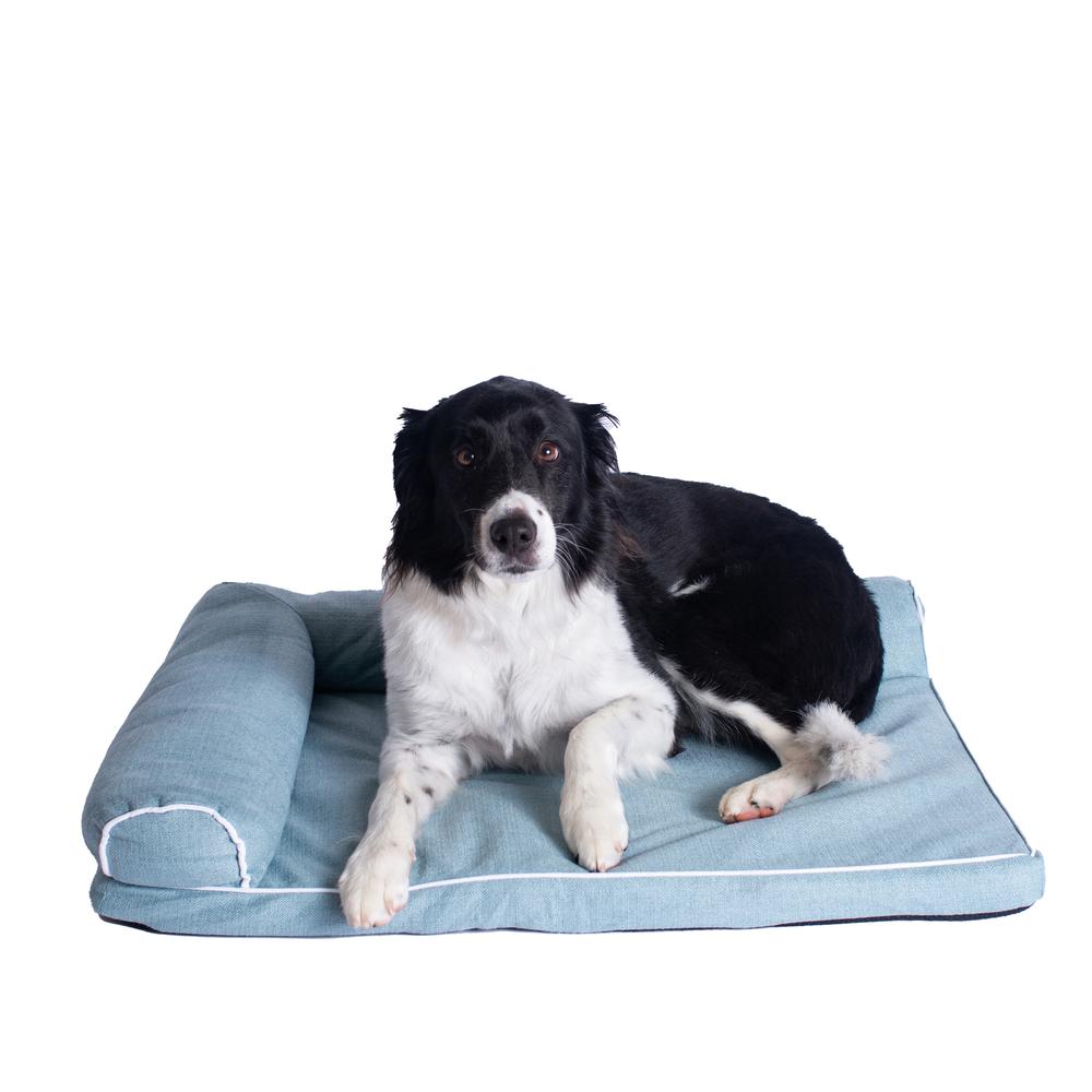 Soothing Blue Medium Bolstered Pet Bed With Poly Fill Cushion