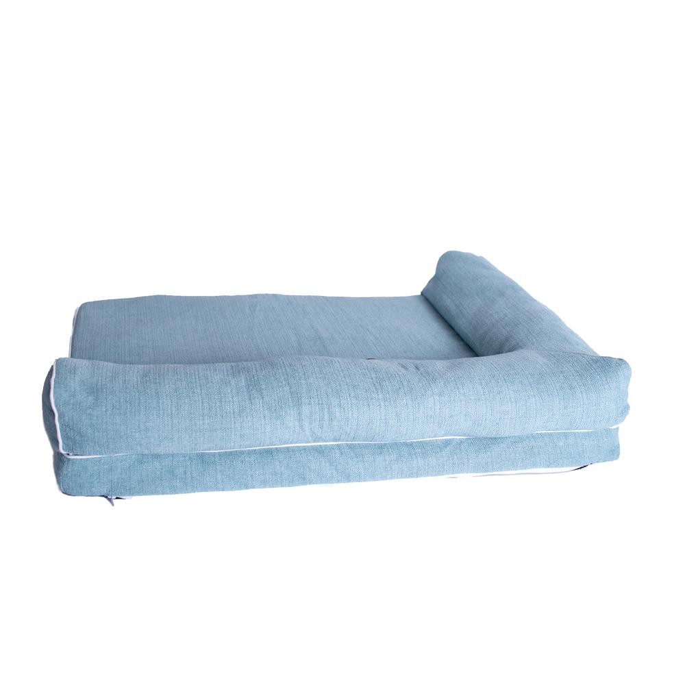 Soothing Blue Medium Bolstered Pet Bed With Poly Fill Cushion