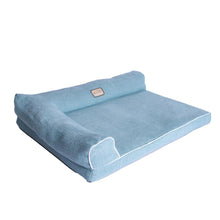 Soothing Blue Medium Bolstered Pet Bed With Memory Foam
